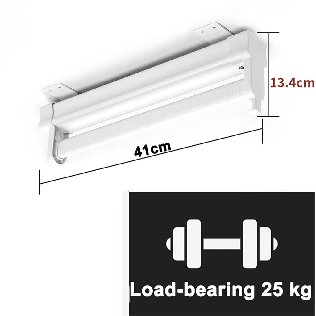 Riel telescópico para ropa para guardarropa, percha para ropa extraíble Base de metal ajustable de 26-61 cm, barra de armario extensible Ahorro de espacio - Blanco (Size : 41cm/16.1in)