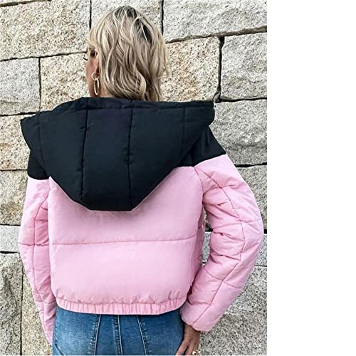 LIUDAINC Jaqueta de treino, elegante casual solto com capuz parcas cor contrastante manga longa casa