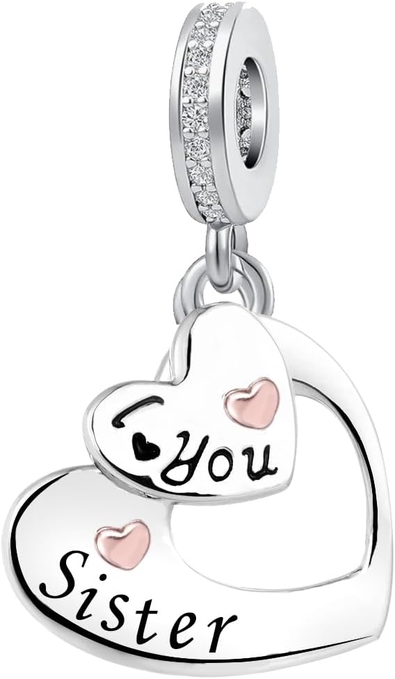 KunBead I Love You Heart Dangle Charms Compatible with Pandora Bracelet Necklace for Mom Daughter Grandma Granddaughter Nana Auntie Wife Sister Best Friend - Image 2