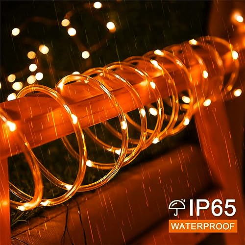 Jmexsuss Orange Halloween Solar Lights, 66 Ft 200 Led Rope Lights Outdoor Waterproof, Pvc Tube Orange Christmas String Lights For Halloween Thanksgiving Fall Party Tree Fence Christmas thumb #4