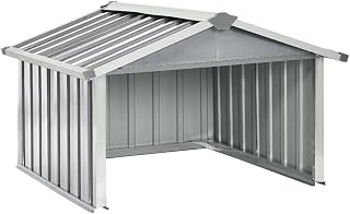 vidaXL Garden Robot Lawnmower Shed Grey | Galvanized Steel Outdoor Storage Solutions Protect Lawn Equipment with Minimalist Design 36.2X38.2X24.8 in Size Sheds Garage Garages Building Buildings