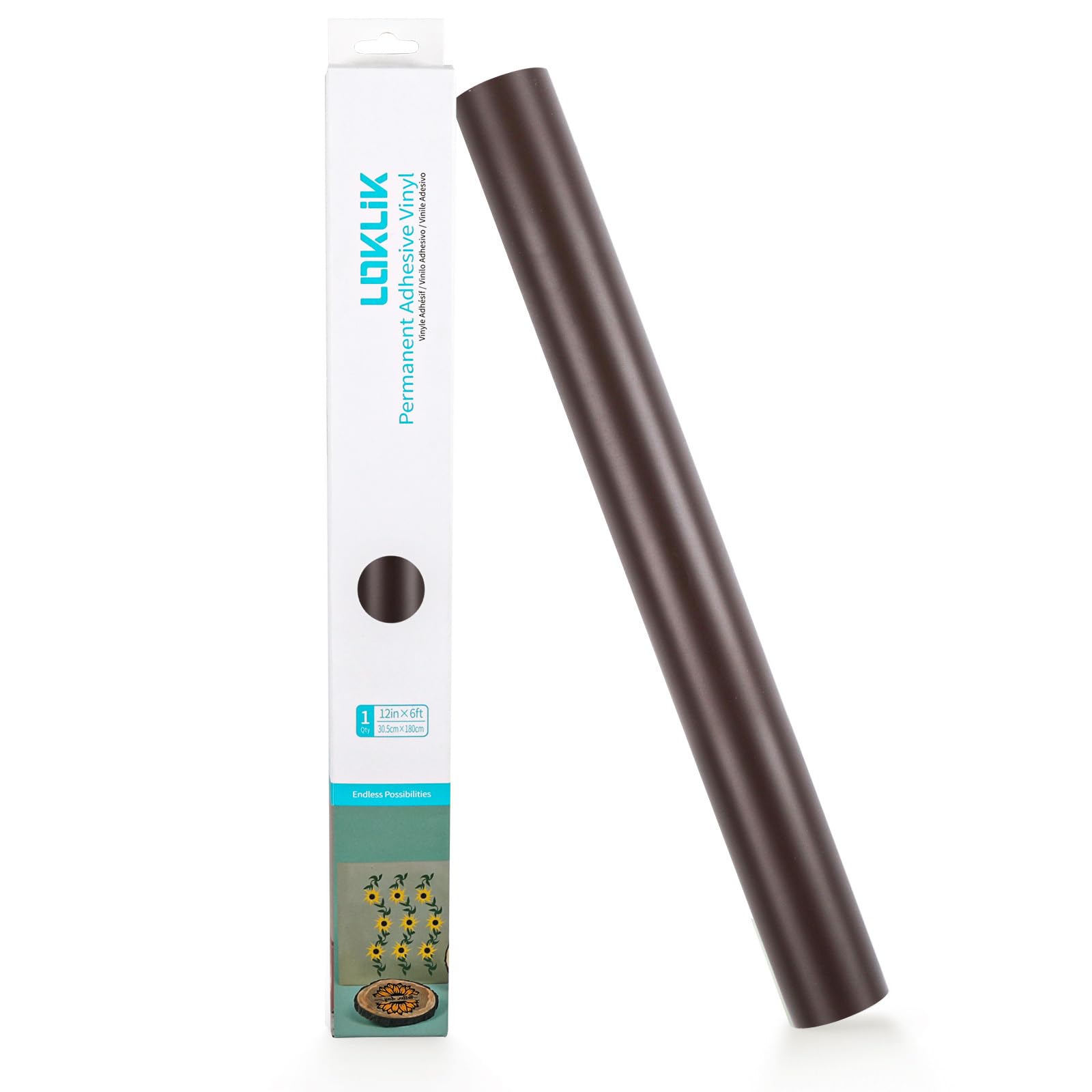 LOKLIK Dark Brown Permanent Adhesive Matte Heat Transfer Vinyl Fabric Garment Roll 1pc 30.5 x 180 cm, Standard