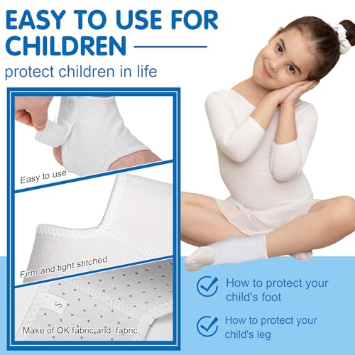 Image of Tarpop 2 Pairs Kids Ankle Brace Set Foot Support Stabilizer Wraps Protector Guard Knitted Ankle Sleeve Sock Support Compression Socks for Injury Prevention(White,Medium)