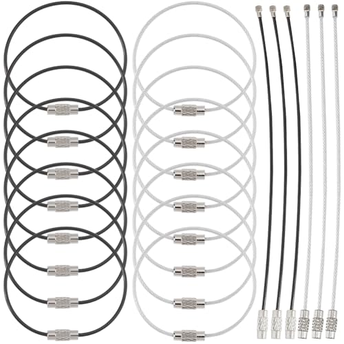 Image of SUNNYCLUE Stainless Steel Loops Wire Keychain Cable Large Key Rings Key Chain for Luggage Tags Key Tags Keyrings Kitchen