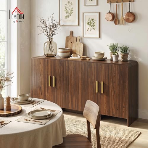 Buffet cuisine 152 cm noyer bords arrondis HOMCOM