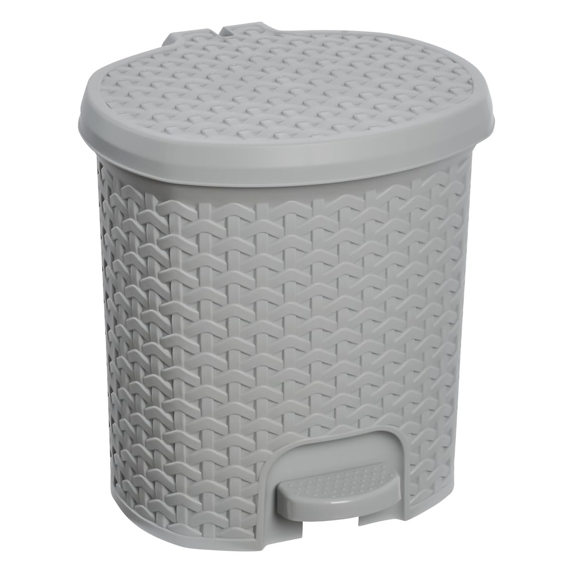 keeeper Multi-Purpose bin with lid, Rattan Design, Capacity 5.5 L, Size 22.5 x 24 x 26 cm, Nordic Grey