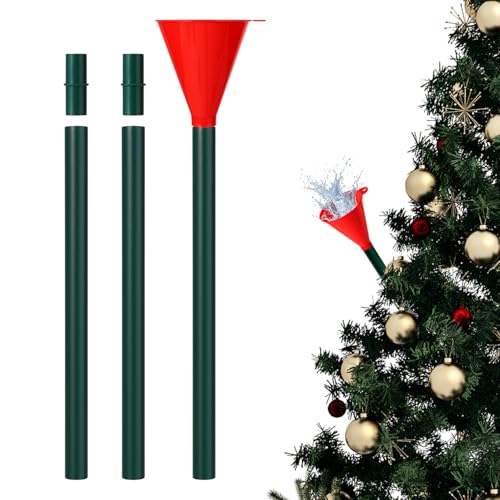 Christmas Tree Watering Funnel, Plant Root Pot Watering Funnel, 39in Long Xmas Plant Watering Device with 3 Tube & 2 Connector Tube Tree Water System for Indoors Outdoors Gardens