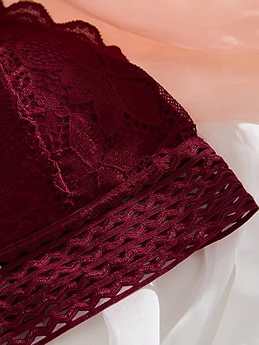 Image of RoseSeek Women's 4 Pack Floral Lace Adjustable Straps Wireless Bra Scallop Trim Molded Bralettes Sets