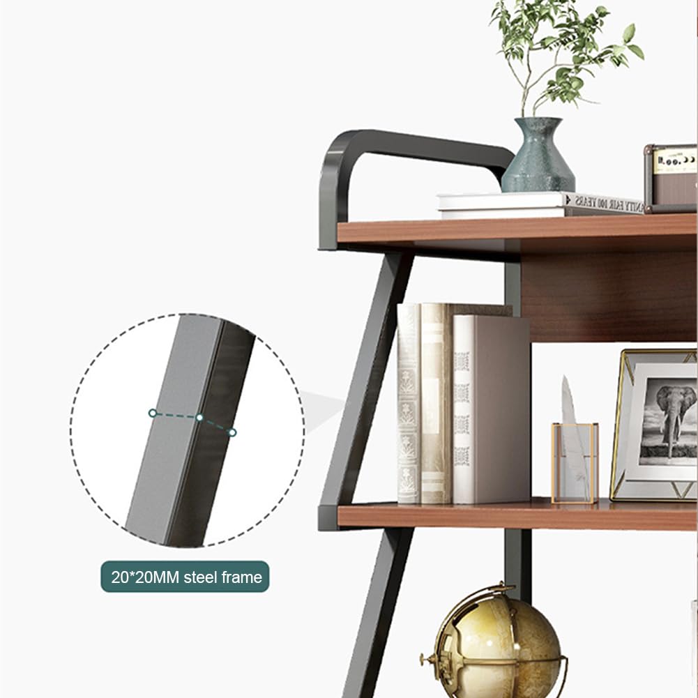 3 Tier Druckertisch Mit Rollen, DruckerstäNder Aus Holz & Metall Druckerwagen, Servierwagen Druckerregal für Dokumentenablage Drucker Kopierer Scanner Zuhause BüRo, 55 x 40 x 99 Cm, Rustikales Braun
