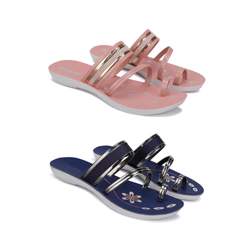 WINGSCRAFT -Women Stylish Flats Fashion Sandal for Party & Wedding/Casual Flat Sandals for Womens & Girls-Combo-1944-1945-5 Blue (B0CZDT5CF3) Amazon Price History, Amazon Price Tracker
