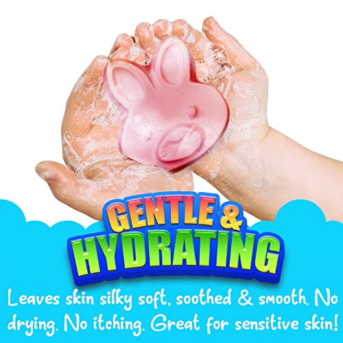 Natrulo Natural Goat's Milk Soap Bar For Kids Bath Time – Gentle Scented Hair Shampoo & Body Wash Bar Soaps For Children – Colorful Novelty Farm Animal Barnyard Fun Kid's Soap Pack, Set Of 4 Or 2 (Cow & Rabbit) 2Oz Each #TOP4