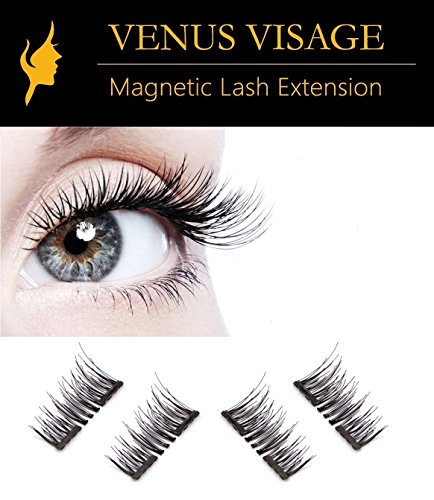 Dual Magnet False Magnetic Eyelashes by VENUS VISAGE 4 Pieces | 1/2 Lash Extension | Hand Made | Ultra Thin and Lightweighted