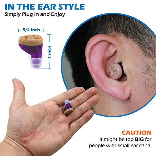 Rechargeable Hearing Amplifier to Assist Hearing of Adults and Seniors, CIC Devices Noise Cancelling, Each Charge Lasts 30 Hours | One Ear Only - Thumbnail 4