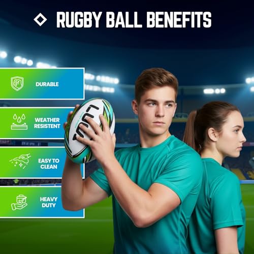 Image of LUCA Rugby Ball Sizes 3, 4 & 5 Hand Stitched Super Grip 3-Ply Construction