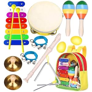 Smarkids juguetes musicales para niños, instrumentos musicales infantiles Juguetes de instrumentos de percusión educativos pandereta xilófono maracas con mochila regalos para bebes niños niñas 3~8 año