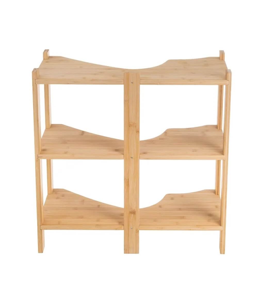 LOLAhome Mueble bajo Lavabo pie con 3 estantes de bambú Natural de 60x30x60 cm