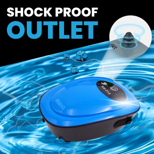 Image of BURAQ Pets USB Rechargeable Ultra Silent Aquarium Air Pump AC /DC Dual Speed Reliable Aquarium Pump, Fish Tank with Airline Tube and Air Stone, 1.5 Liters Per Minute
