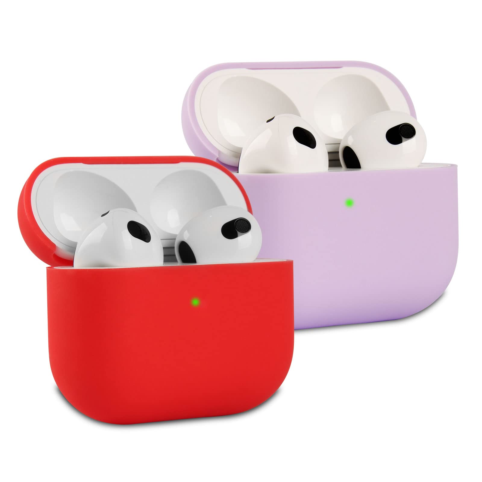 2 Piezas KOKOKA Funda de Silicona Compatible con AirPods 3.ª Generación 2021, Anti-rasguños Anti-Polvo Ultradelgada Funda Premium Silicona para Airpods 3, LED Frontal Visible, Negro/Gris — view 11