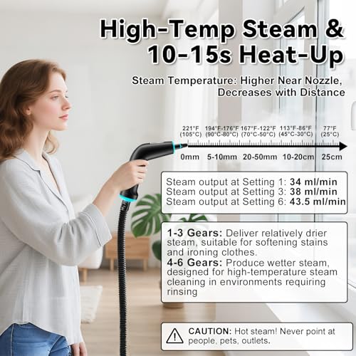 Image of Steam Cleaner, 2500W Portable Handheld Steamer for Cleaning, Large Capacity Tank Pressurized Steam Cleaning Machine for Home, Car, Bathroom, Kitchen, Furniture, Grout, Floor, Tile