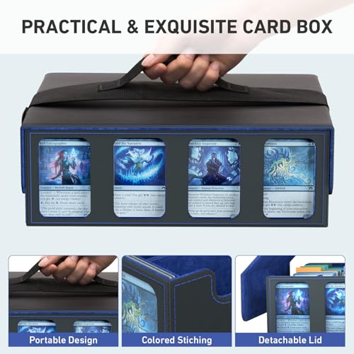 SENVINI 4-Row Trading Card Storage Box, Bulk Cards Case for 3200+ Mtg tcg Magic Playing Game Card Organizer, Commander Deck Box with 4 Supports & 24 Dividers & Strap by SENVINI - Image 4