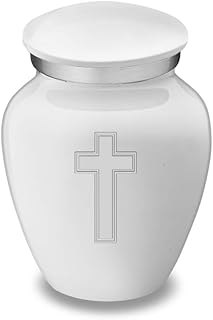 GetUrns Keepsake Embrace Simple Cross Cremation Urn (White)