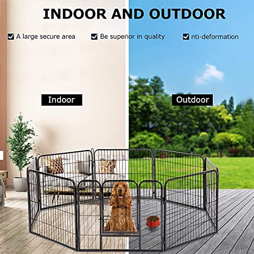 Image of BestPet | Dog Playpen | 32 Inch, 8 Panels | Heavy Duty Metal Pet Exercise Pen | Indoor Outdoor Fence Panels | Rust-Resistant, Removable, Tool-Free Setup | Anti-Skid, Expandable Design