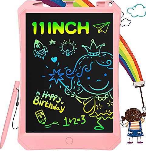 Lcd Writing Tablet For Kids 11" Magnetic Colorful Doodle Board Kids Drawing Tablet,Writing Tablet With Attached Pen, Learning Gift Creative Toy For 3-10 Year Old Girls Boys Toddlers(Pink) #TOP4