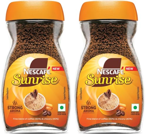 Image of Sunrise Instant Coffee Powder by Nescafe | Strong Taste for the perfect start to your day | Coffee Chicory-Mix | 45g Jar (Pack of 2)