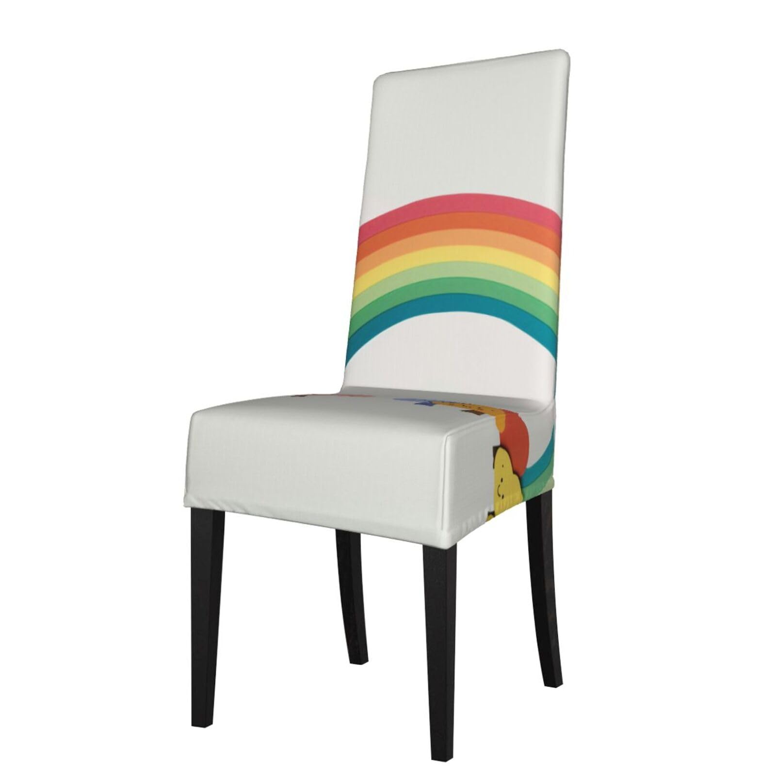 WPKJU Small Rainbow Print Dining Chair Covers Removable Chair Seat Covers Decorative for Kitchen & Bar Stools