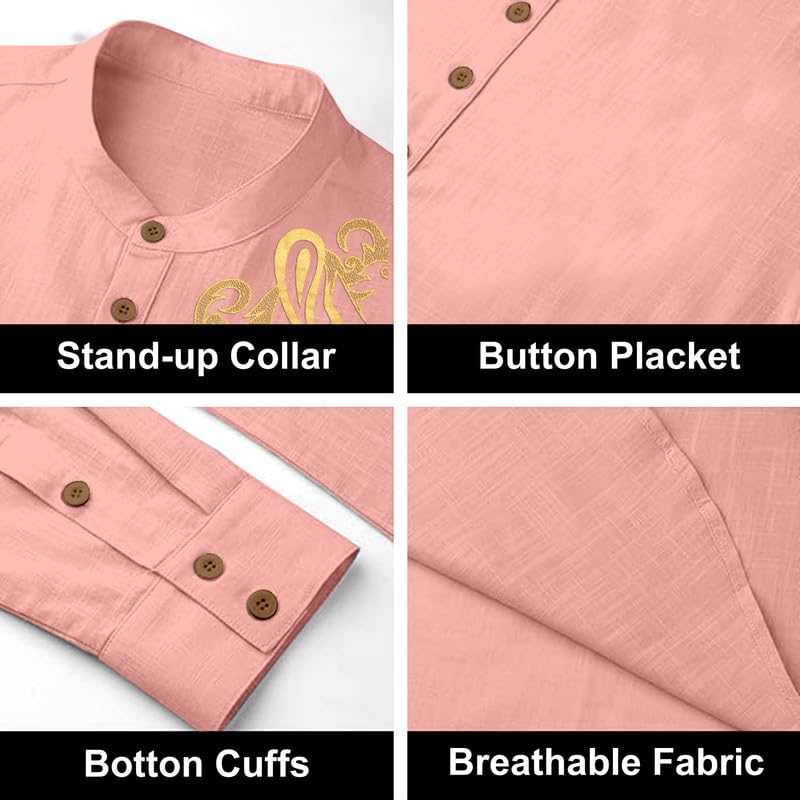Image of Men's Printed Cotton Blend Short Kurta | Regular Fit Casual Kurta Shirt for Men with Mandarin Collar | Ethnic