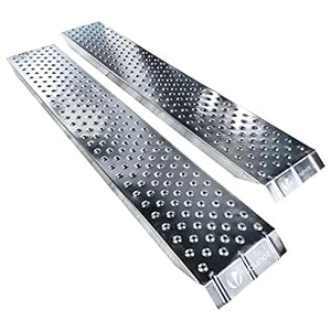 vounot® 2 x Rampe de Chargement 400kg Max Rampes Moto Tracteur remorque et Rampe d’accès Résistant et Pratique Taille 135cm x 23x 5 cm – Argent