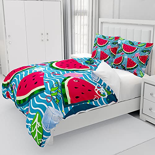 Housse de couette pastèque zippée en microfibre anti-plis facile à laver