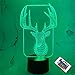 Produktbild CooPark Hirsch 3D nachtlicht 3D Illusion Nachtlampe Berührungsschalter Schreibtisch Tisch Wohnkultur Lichter 16 Farben Mehrfarbige Fernbedienung USB Power Lampe für Kinder