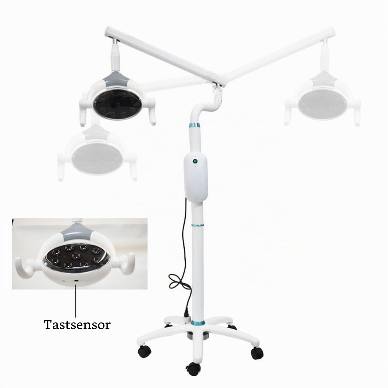 30W Op Untersuchungsleuchte Mobile, Dimmbar Op Leuchte, Chirurgische Untersuchungslampe, Standfuß für Orale Therapiegeräte, mit 9 LED Lampen