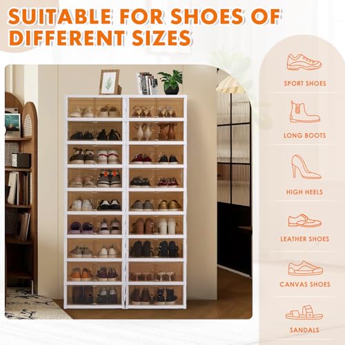 Image of Collapsible Shoe Rack Organizer Foldable Shoe Cabinet with Doors, Large Plastic Folding Shoe Cabinet, Easy Assembly Shoe Shelves Organizer for Entryway (9Tiers,2Groups,36Pairs)