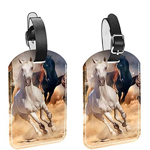 Lot de 2 étiquettes d'identification de bagage pour valise - Motif chevaux - Course dans le sable du désert Cover
