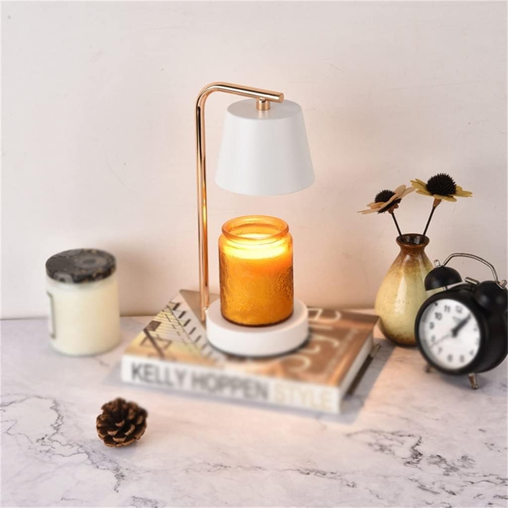 Chauffe-Bougie électrique Blanc à Base Ronde, Lampe chauffante sans Flamme for Salon, café et Maison Lampe de Bureau