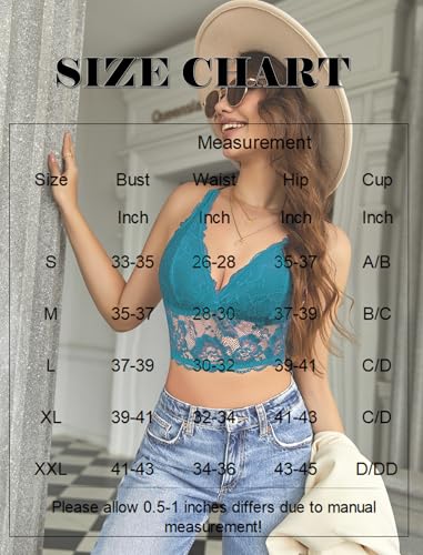 Image of Avidlove Bralettes for Women Lace Wireless Bra V Neck Racerback Crop Top Adjustable Lingerie No Padded