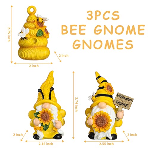 Argodaze 3Pcs Bumble Bee Resin Gnomes Decorations Spring Summer Fall Home Figurines Tiered Tray Decor World Bee Day Birthday Party Thanksgiving Gifts Garden Tabletop Statues #TOP2