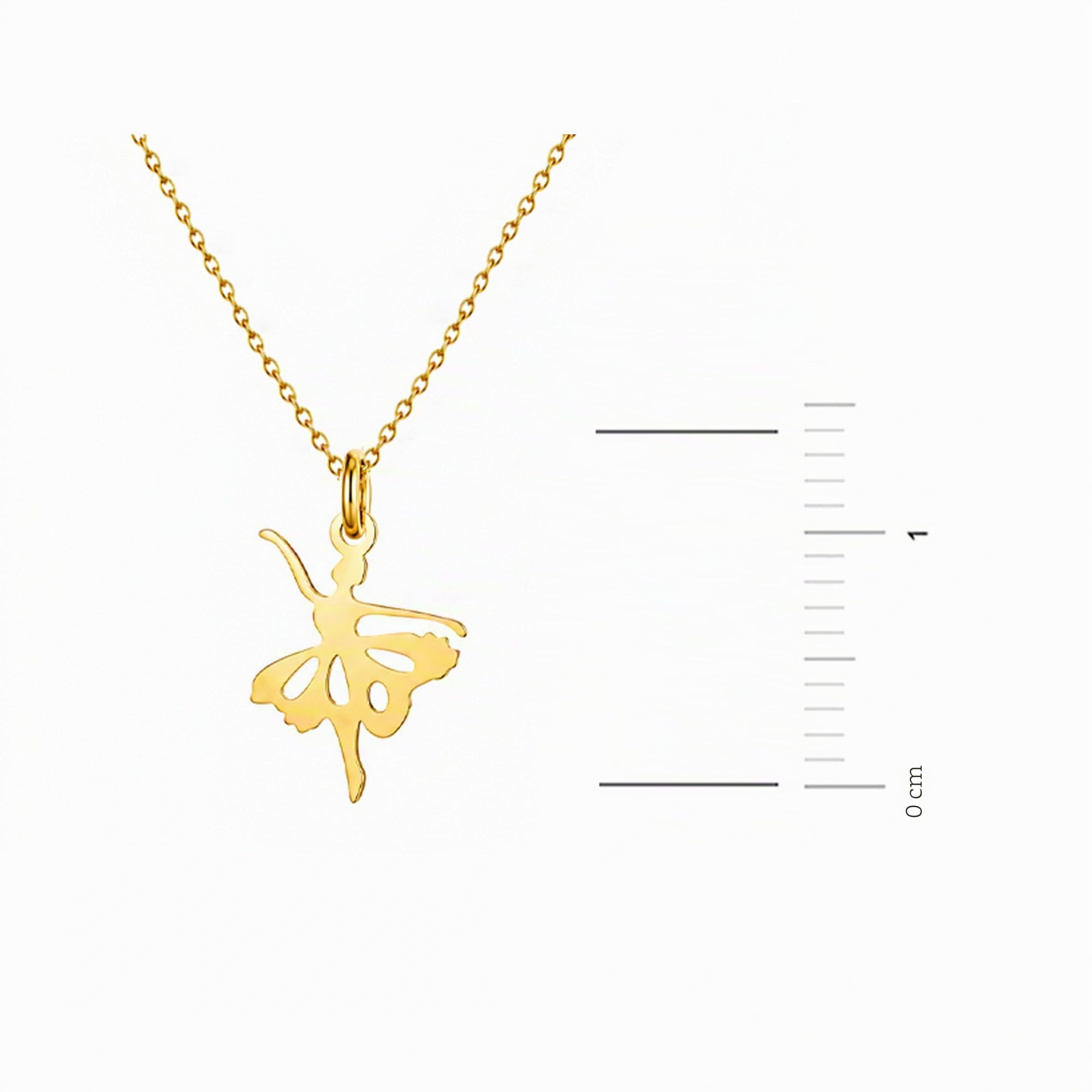Sakrami Collana Ballerina in Oro 9 KT – Catena 42 + 3 cm + Scatola Personalizzabile con Incisione – Idea Regalo per Battesimo, Comunione, Cresima e Compleanno