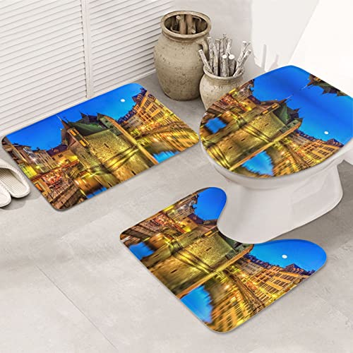 Jail And Canal In Annecy Old City Print Rug Mats Pads Badematte Badematte Badezimmerteppich Set 3-teilig + Konturteppich + Toilettendeckelbezug
