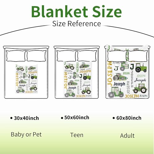 Image of Personalized Tractor Blanket with Name for Baby Boys Custom Blanket Trucks