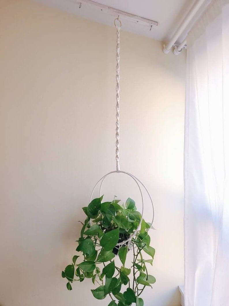 Urooz Macrame Cotton Wall Plant Hanger | Ceiling Hook Hanger, Rope Flower Pot Holder for Indoor Outdoor Balcony Garden | Home Decor Flower Planter (White) (B0BMQFRP6D) Amazon Price History, Amazon Price Tracker