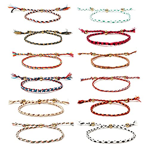 12 Piezas Pulsera Amistad Hechas a Mano Trenzadas Pulsera Pulsera Multicolor Ajustable Trenzada para Muñeca y Tobillo para Cumpleaños Cover