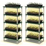 RooTrimmer Seed Starter Tray Plant Stand with Grow Light, 2Pack, Green