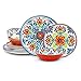 Zak Designs Medallion - Juego de vajilla de melamina cálida y duradera sin BPA, para 12 piezas, incluye platos de cena, platos de ensalada y cuencos individuales, servicio para 4