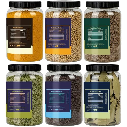 Image of LILA DRY FRUITS Indian Starter Kit Spices Masala Combo | Haldi, Dhania, Jeera, Saunf, Tej Patta & Rai 100 Gms Each