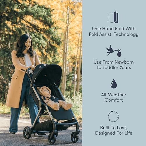 Colugo The One Stroller - Lightweight Easy Fold Compact Toddler and Baby Stroller for Travel, Large Storage Basket, One Hand Fold, Includes Raincover, Bumper Bar, Cupholder (Cool Grey)