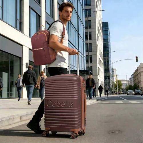 Image of Cobens Carry-on Luggage 22x14x9 Airline Approved, 3 Piece Luggage Sets, Red