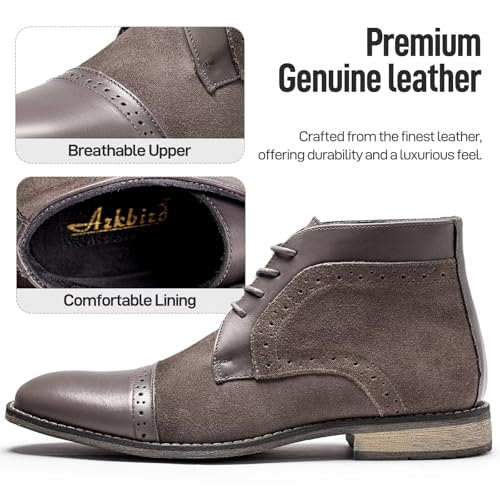 Image of Arkbird Chukka Boots for men, Grainy Leather Lace-up Ankle Boot Fashion and Comfort Casual Oxfords